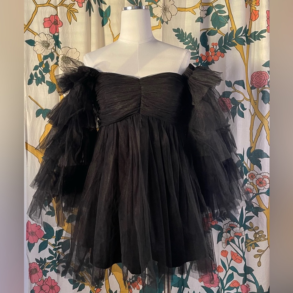 NWT Lace & Beads tiered tulle mini dress